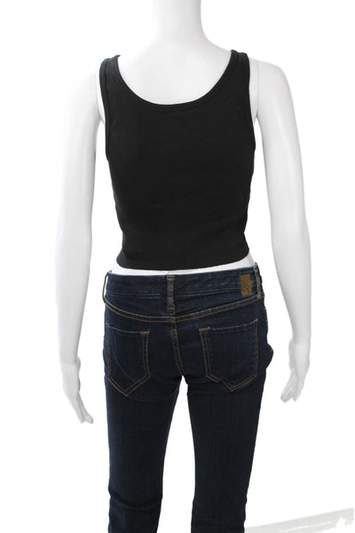 Sunday Best Women Cropped Black Cotton Tank 90s Size S