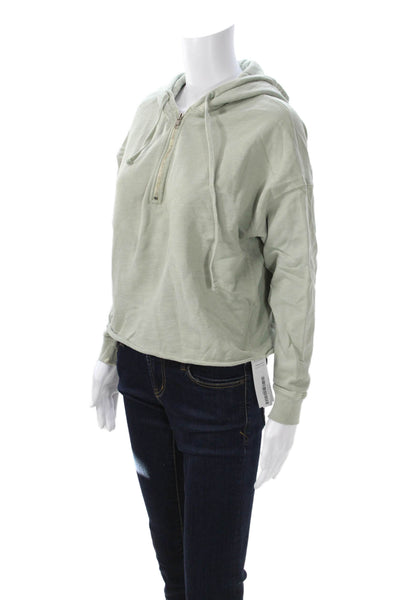 Amo Womens Henley Hoodie Gray Cotton Drawstring Long Sleeve Size XS