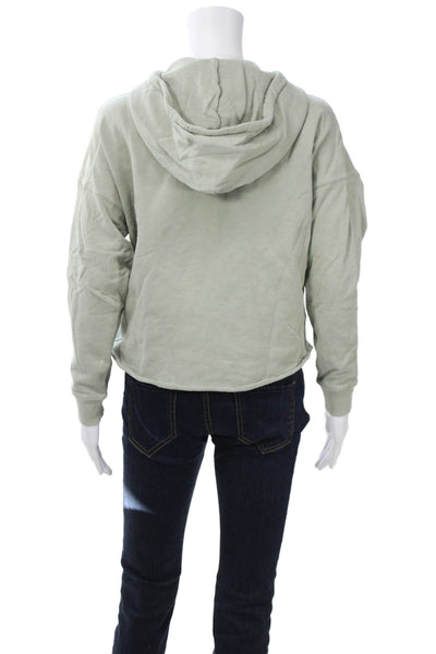 Amo Womens Henley Hoodie Gray Cotton Drawstring Long Sleeve Size XS