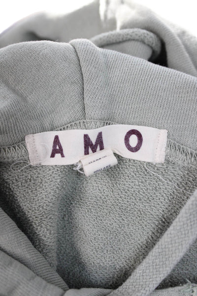 Amo Womens Henley Hoodie Gray Cotton Drawstring Long Sleeve Size XS