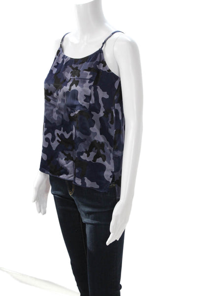 ATM Womens Silk Camisole Black Camouflage Round Neck Sleeveless Size S