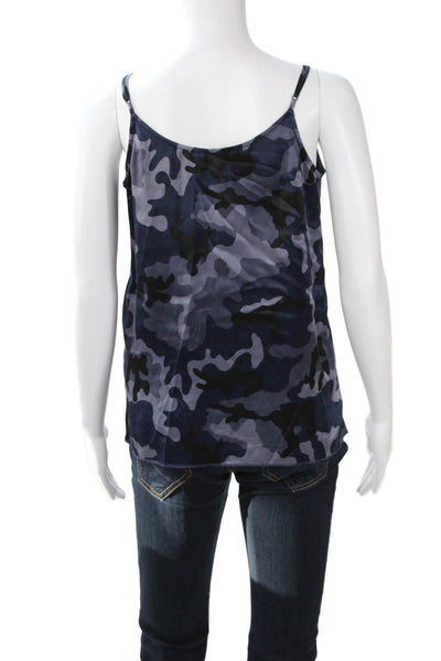 ATM Womens Silk Camisole Black Camouflage Round Neck Sleeveless Size S
