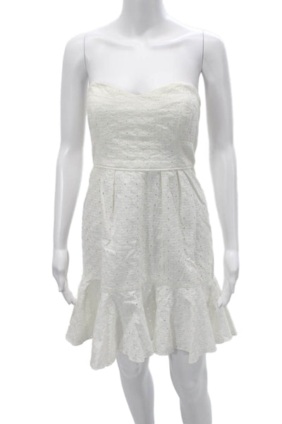 Shoshanna Women Fit & Flare Sundress White Cotton Blend Sleeveless Size 4