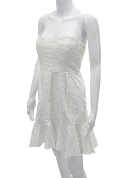 Shoshanna Women Fit & Flare Sundress White Cotton Blend Sleeveless Size 4