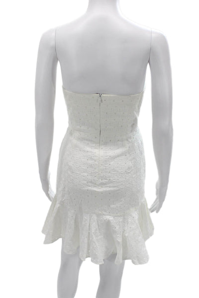 Shoshanna Women Fit & Flare Sundress White Cotton Blend Sleeveless Size 4