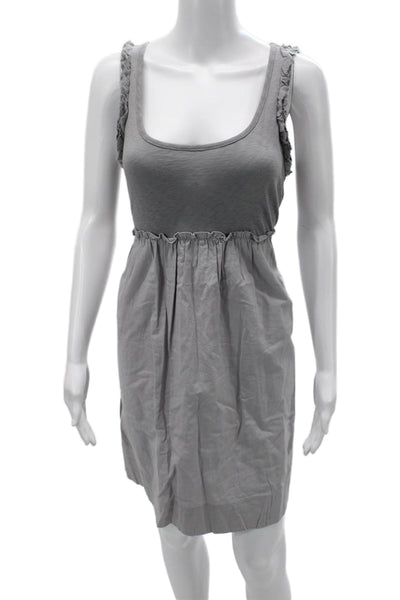 J Crew Womens Gray Cotton Square Neck Tank Dress Knee Length Size S