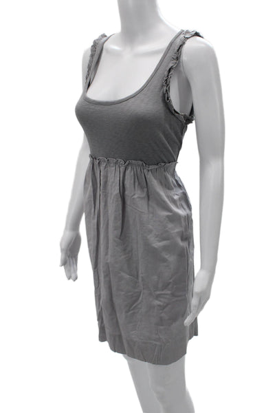 J Crew Womens Gray Cotton Square Neck Tank Dress Knee Length Size S