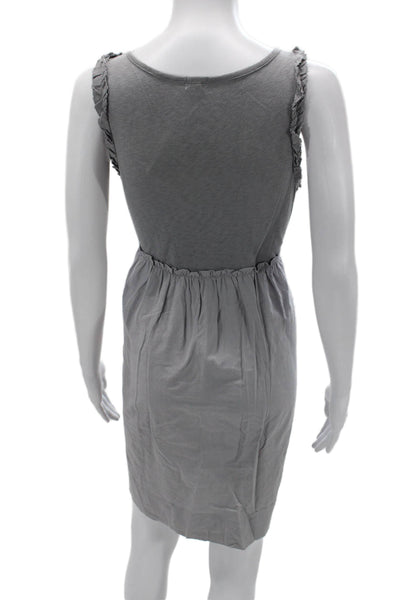 J Crew Womens Gray Cotton Square Neck Tank Dress Knee Length Size S