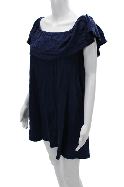 Rebecca Minkoff Women Shift Dress Dark Blue Cotton Size XS