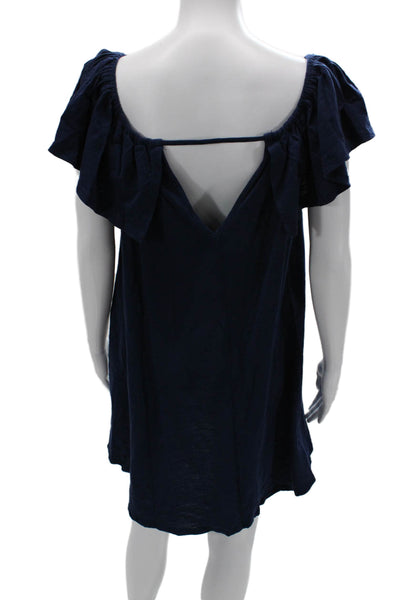 Rebecca Minkoff Women Shift Dress Dark Blue Cotton Size XS