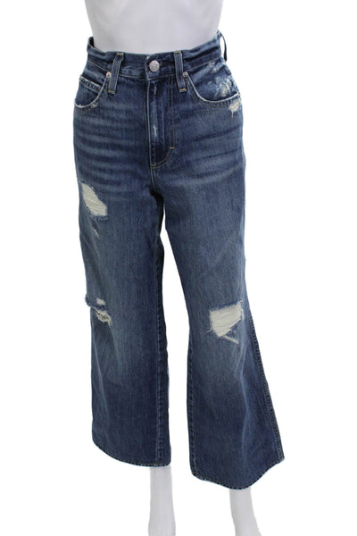 Amo Women Cropped Wide-Leg Dark Blue Jeans Size 26