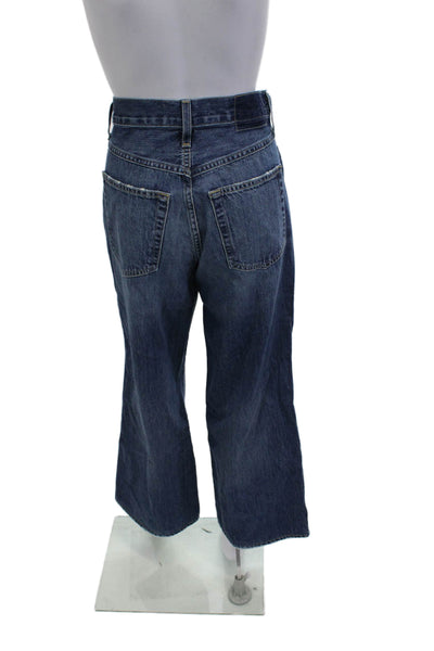 Amo Women Cropped Wide-Leg Dark Blue Jeans Size 26