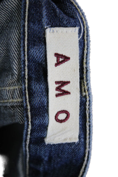 Amo Women Cropped Wide-Leg Dark Blue Jeans Size 26