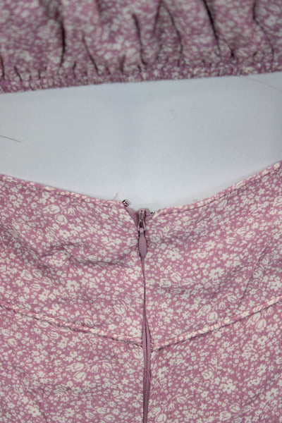 ASTR Women Sundress Pink Floral Viscose Square Neck Short Sleeve Size S