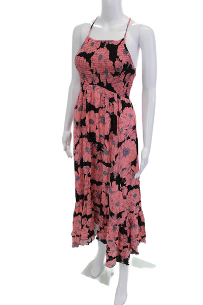 Intimately Free People Women Maxi Sundress Black Floral Boho Size XS