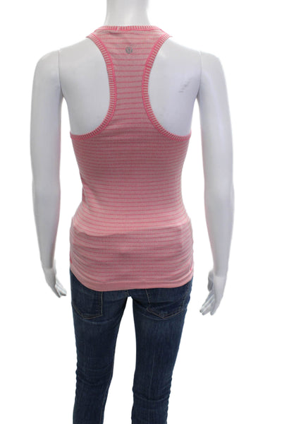 Lululemon Womens Pink Striped High Neck Sleeveless Tank Nylon Size S