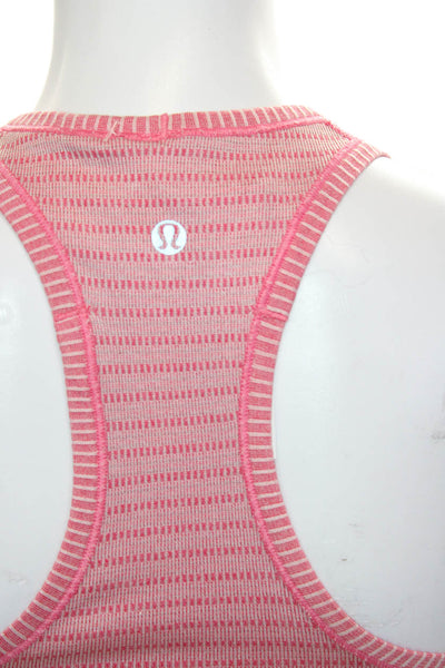 Lululemon Womens Pink Striped High Neck Sleeveless Tank Nylon Size S