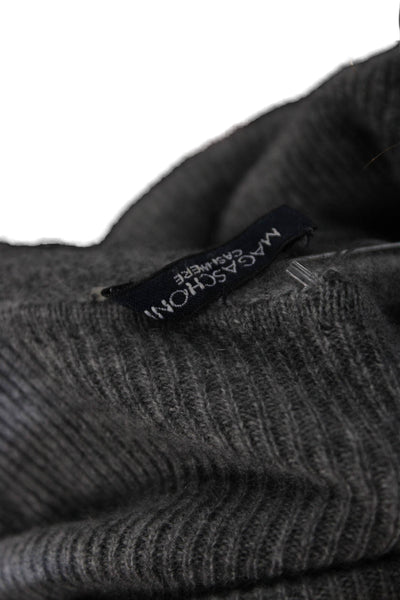 Magaschoni Womens Cashmere Turtleneck Pullover Short Sleeve Sweater Gray Size S