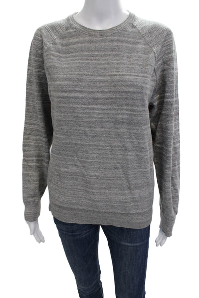 J Crew Womens Pullover Sweater Striped Cotton Crewneck Gray Size S