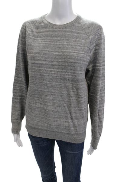 J Crew Womens Pullover Sweater Striped Cotton Crewneck Gray Size S