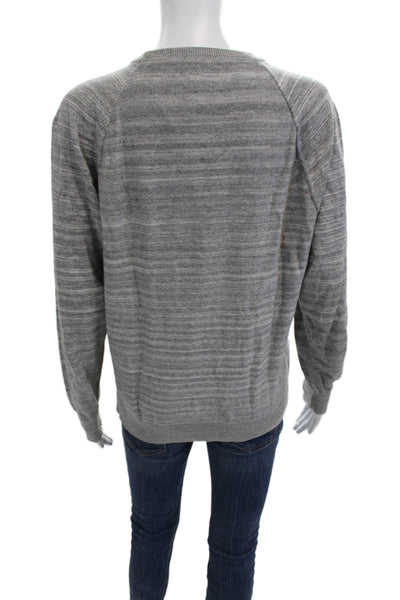 J Crew Womens Pullover Sweater Striped Cotton Crewneck Gray Size S
