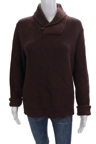 Banana Republic Women Brown Mock Neck Pullover Sweater Long Sleeve Button Size S