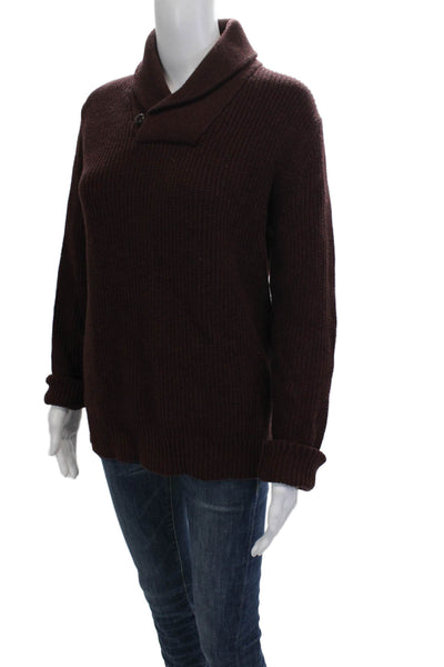 Banana Republic Women Brown Mock Neck Pullover Sweater Long Sleeve Button Size S