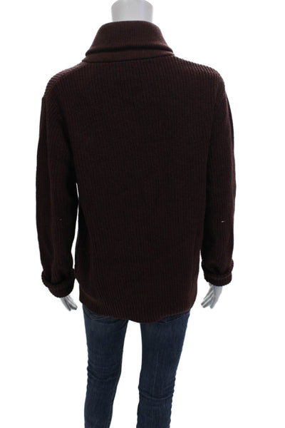 Banana Republic Women Brown Mock Neck Pullover Sweater Long Sleeve Button Size S