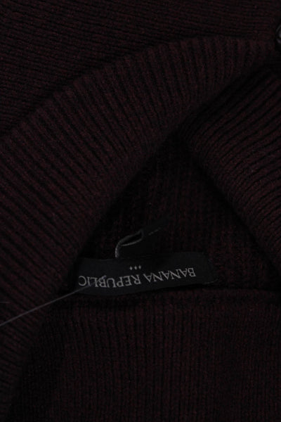 Banana Republic Women Brown Mock Neck Pullover Sweater Long Sleeve Button Size S