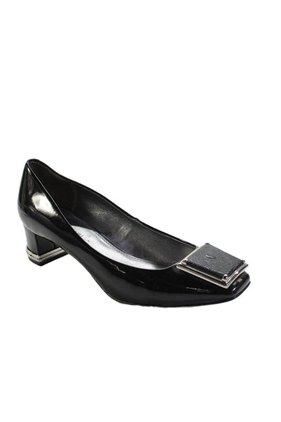 Elie Tahari Womens Patent Leather Square Toe Pumps Black Size 38 8
