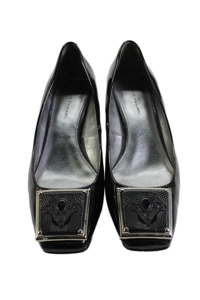 Elie Tahari Womens Patent Leather Square Toe Pumps Black Size 38 8