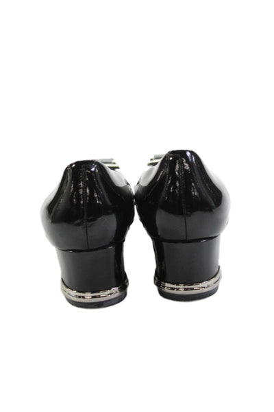 Elie Tahari Womens Patent Leather Square Toe Pumps Black Size 38 8