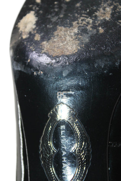 Elie Tahari Womens Patent Leather Square Toe Pumps Black Size 38 8