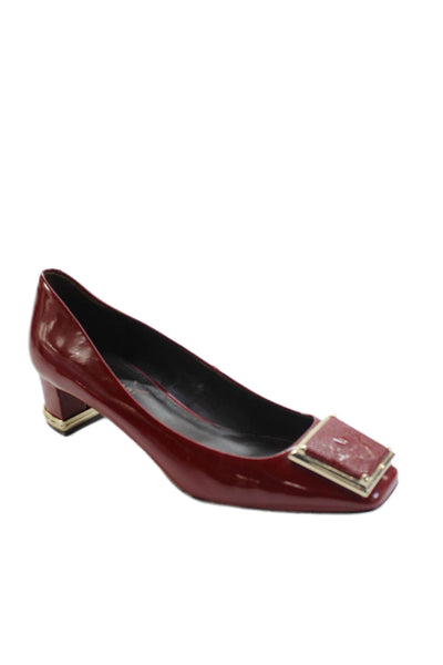 Elie Tahari Womens Patent Leather Square Toe Pumps Red Size 38 8