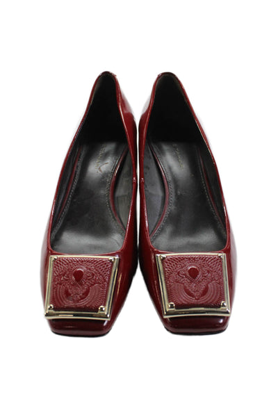 Elie Tahari Womens Patent Leather Square Toe Pumps Red Size 38 8