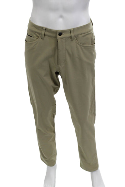 Lululemon Mens Khakis Beige Army Polyester Button Size 31