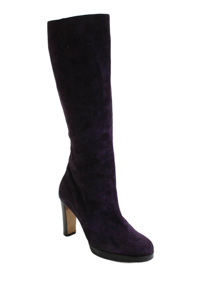 Isaac Mizrahi Womens Suede Zip Up Knee High Boots Purple Size 9.5 B