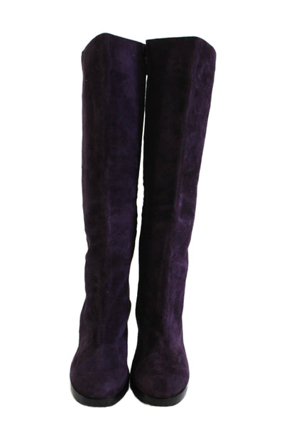Isaac Mizrahi Womens Suede Zip Up Knee High Boots Purple Size 9.5 B