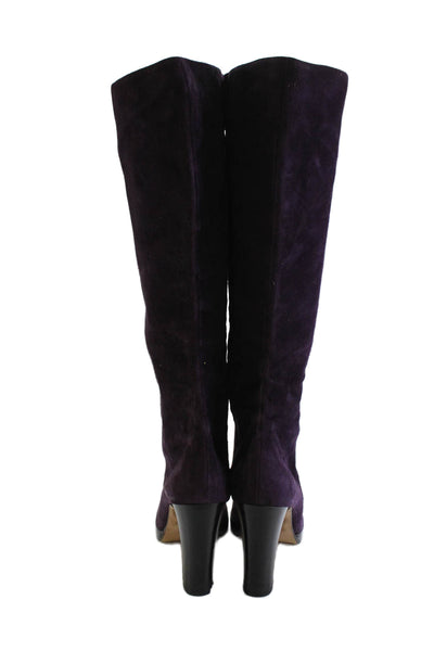 Isaac Mizrahi Womens Suede Zip Up Knee High Boots Purple Size 9.5 B