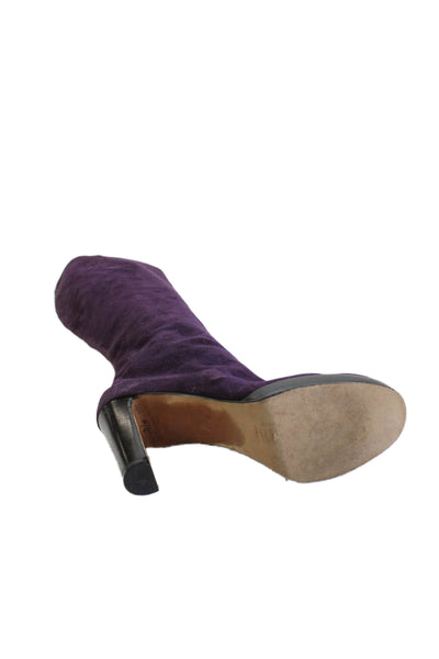 Isaac Mizrahi Womens Suede Zip Up Knee High Boots Purple Size 9.5 B