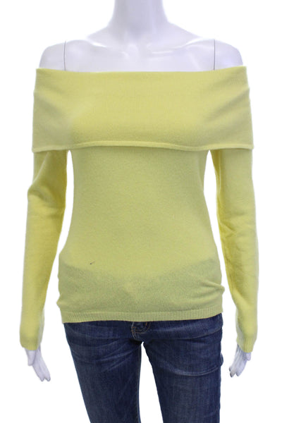 BCBGMAXAZRIA Womens Cashmere Pullover Sweater Yellow Long Sleeve Size S