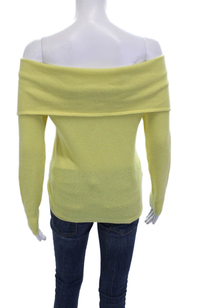 BCBGMAXAZRIA Womens Cashmere Pullover Sweater Yellow Long Sleeve Size S