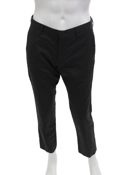 J Crew Mens Cropped Dress Pants Black Wool Button Size 31