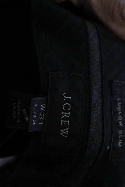 J Crew Mens Cropped Dress Pants Black Wool Button Size 31