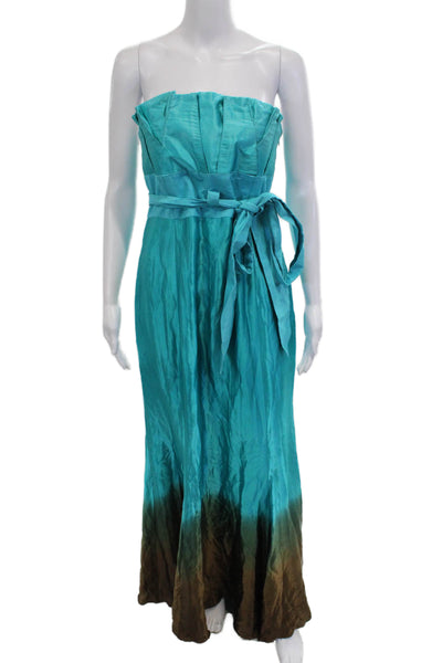 Alba Conde Women Maxi Dress Blue Sleeveless Tie Neck Beach Size 42