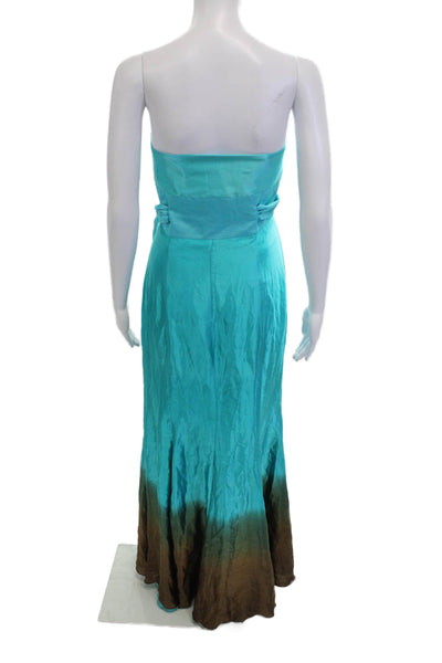 Alba Conde Women Maxi Dress Blue Sleeveless Tie Neck Beach Size 42