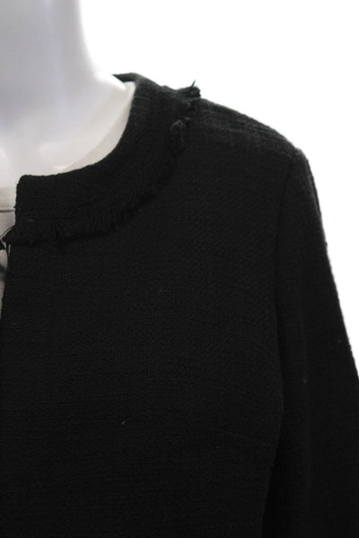 Karl Lagerfeld Women Black 3/4 Sleeve Hook & Eye Jacket Cotton Blend Size L