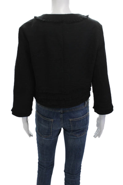 Karl Lagerfeld Women Black 3/4 Sleeve Hook & Eye Jacket Cotton Blend Size L