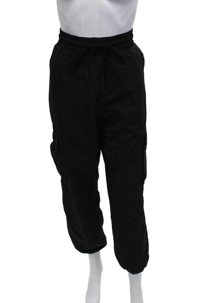 The Upside Mens Cargo Jogger Pants Black Drawstring Recycled Polyester Size 6