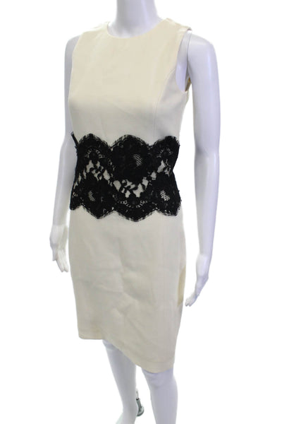 Michael Kors Women Sheath Dress Beige Virgin Wool Sleeveless Size 2